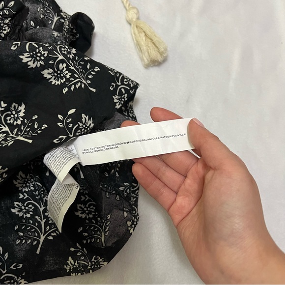 Anthropologie moon river floral shoulder rope tie smocked tank boho - Picture 7 of 8